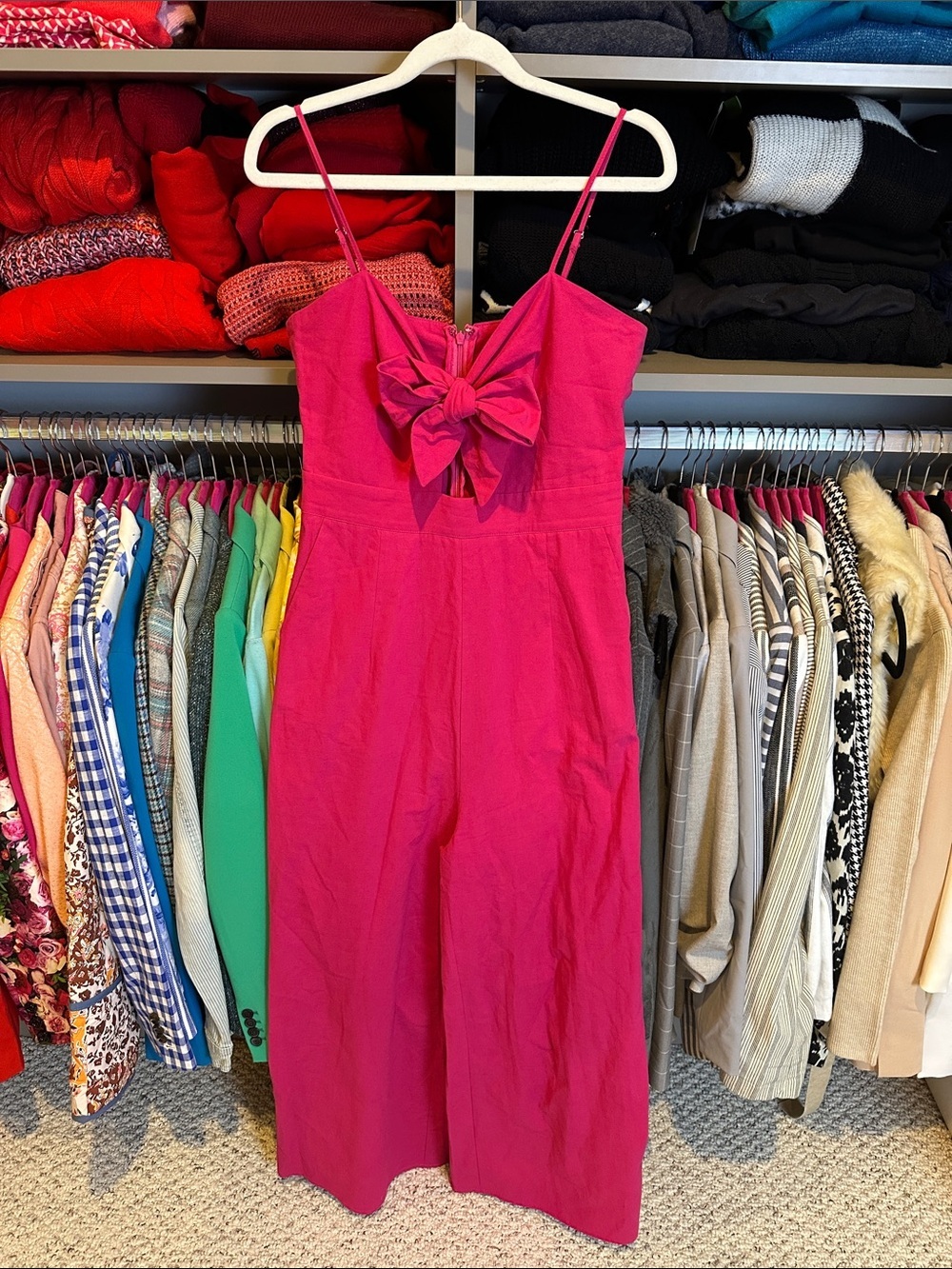 Commense pink adjustable strap back zipper closure 2 pocket jumpsuit size S